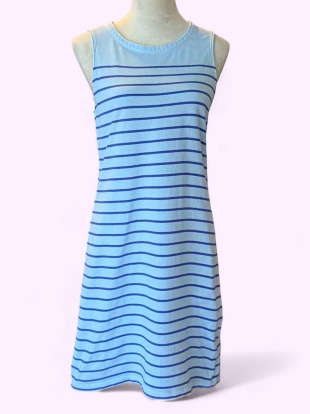 Vineyard Vines Sky Blue & Navy Striped Sleeveless Cotton Shift Dress - XS